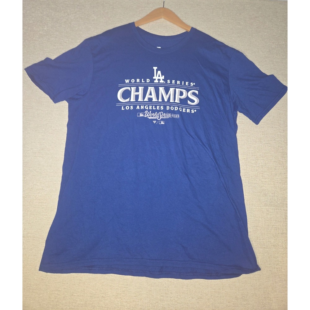 LA Dodgers 2025 World Series Champions T-Shirt Fanatics Blue XL Graphic Tee